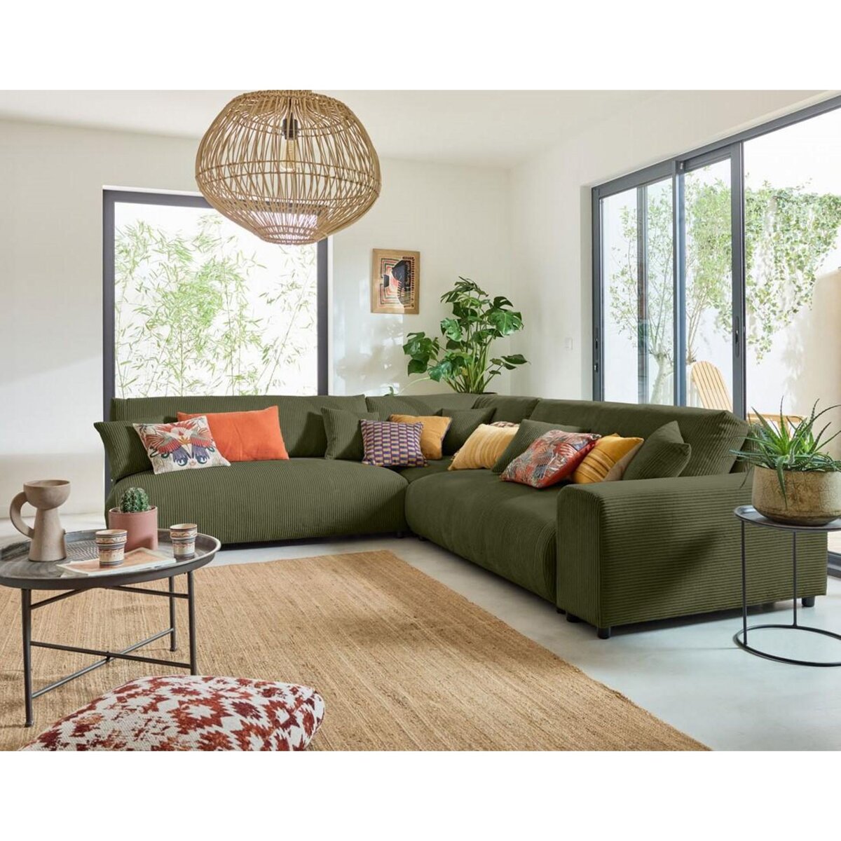 LISA DESIGN Garance - canapé modulable d'angle gauche - 6 places - en velours côtelé