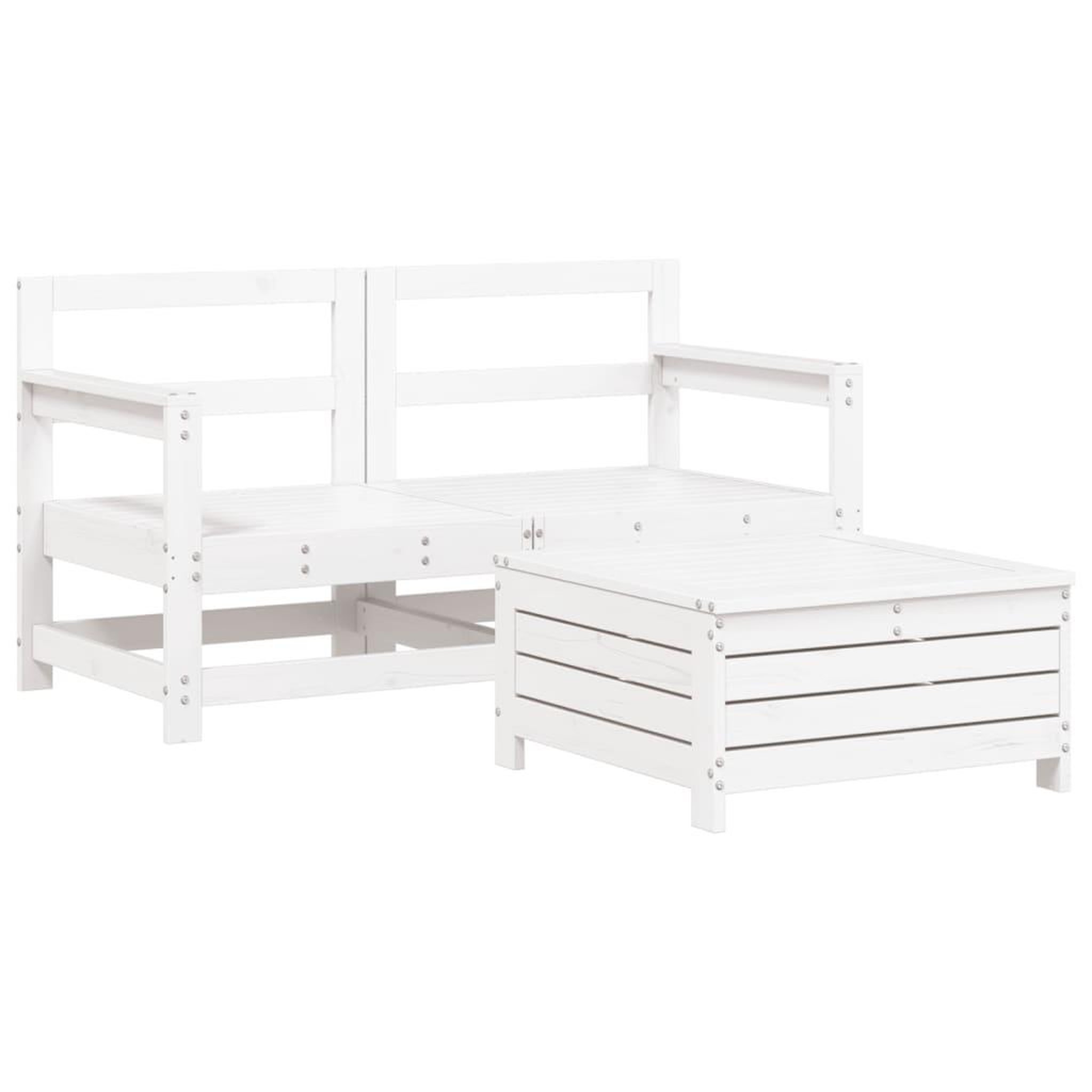 Voir la diapositive 2 : VIDAXL Salon de jardin 3 pcs blanc bois de pin massif
