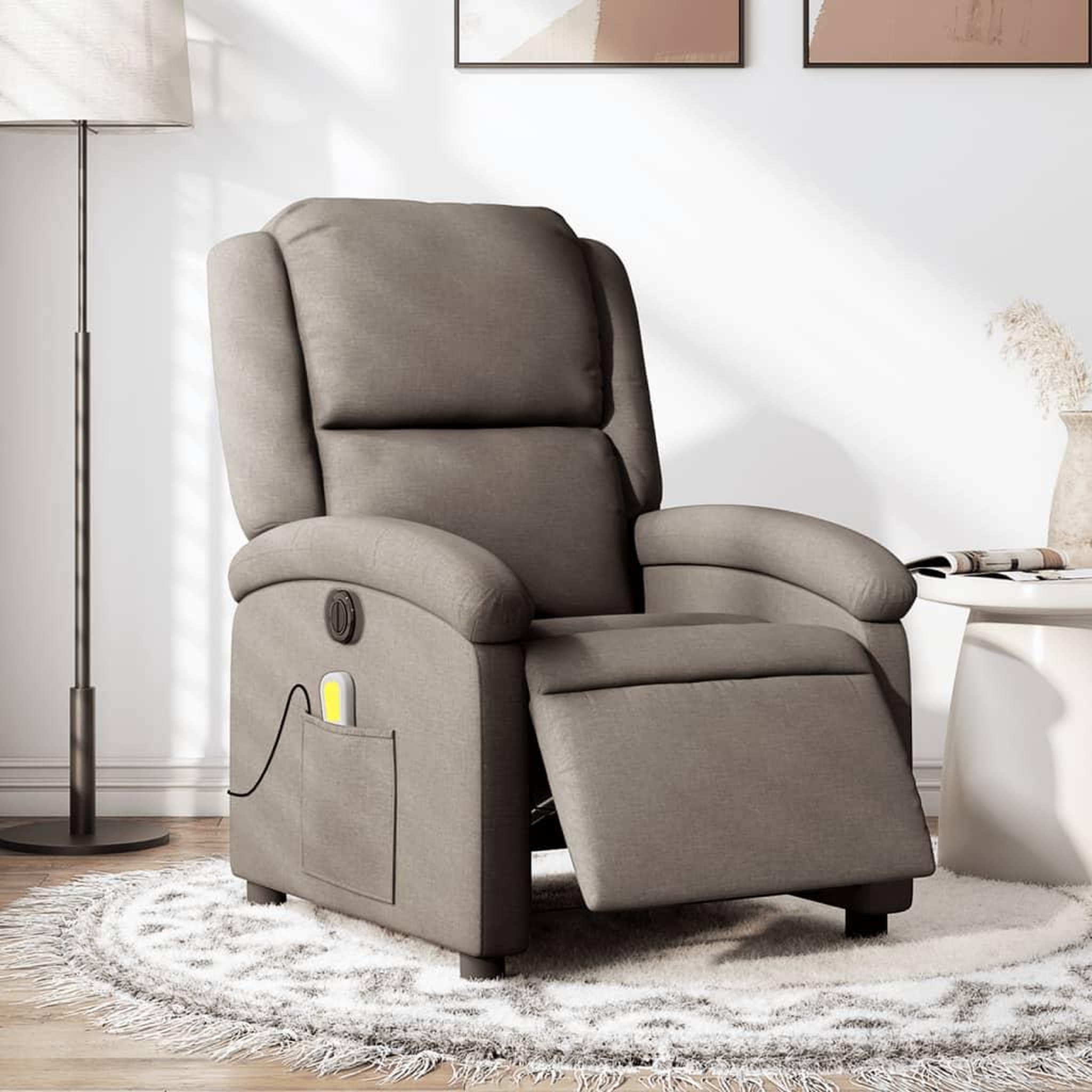 VIDAXL Fauteuil de massage inclinable electrique Taupe Tissu