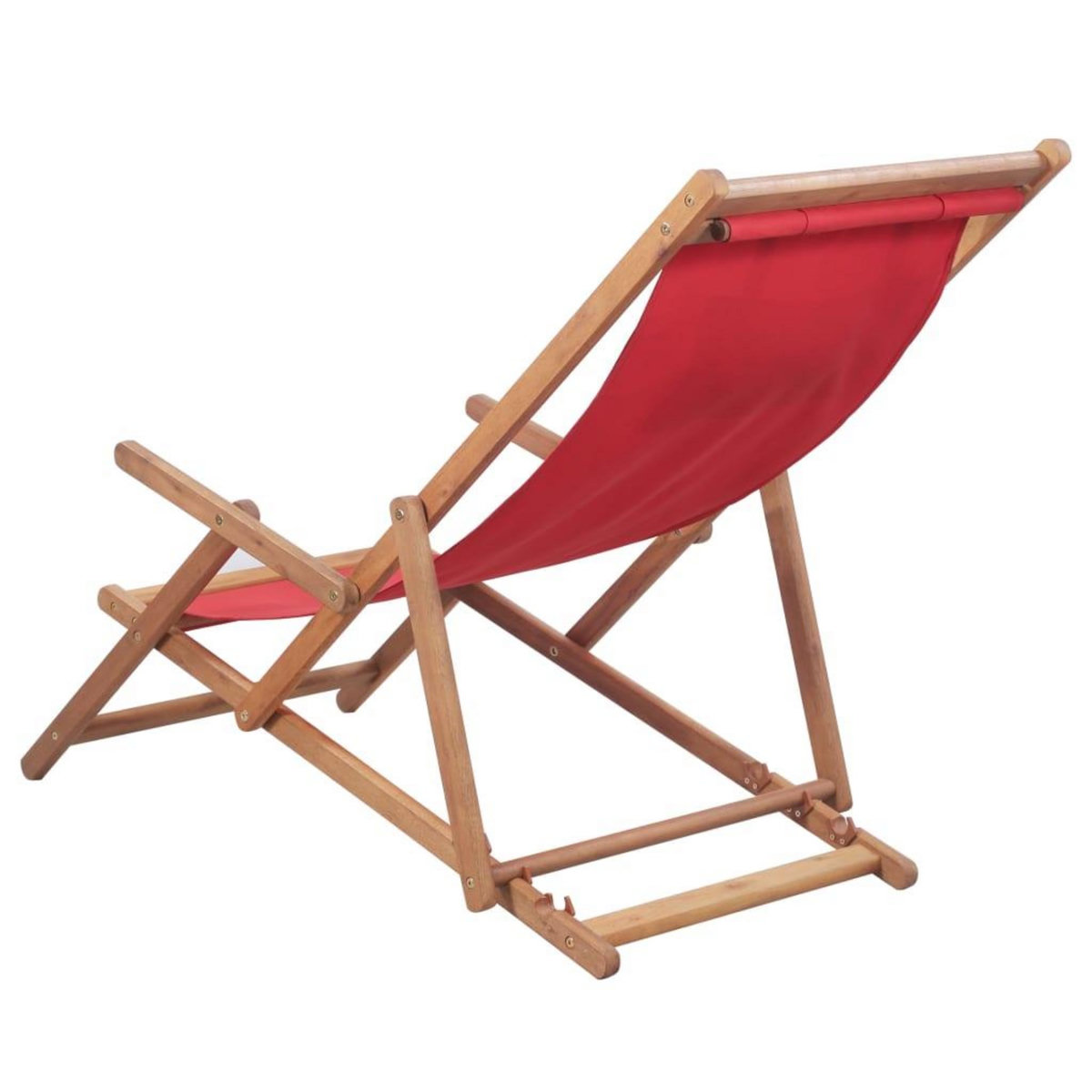 VIDAXL Chaise pliable de plage Tissu et cadre en bois Rouge