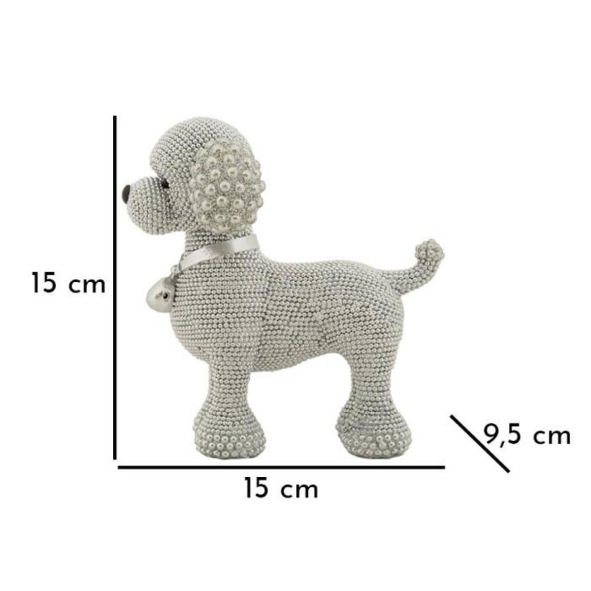 Paris Prix Statuette Déco Caniche Debout  Sparky  15cm Argent