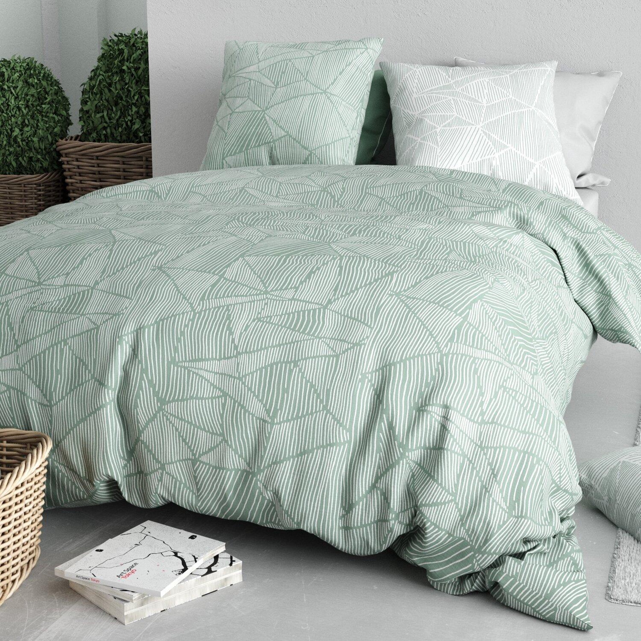 Voir la diapositive 3 : ATELIER DU COTON Parure de couette 100% coton 57fils adely