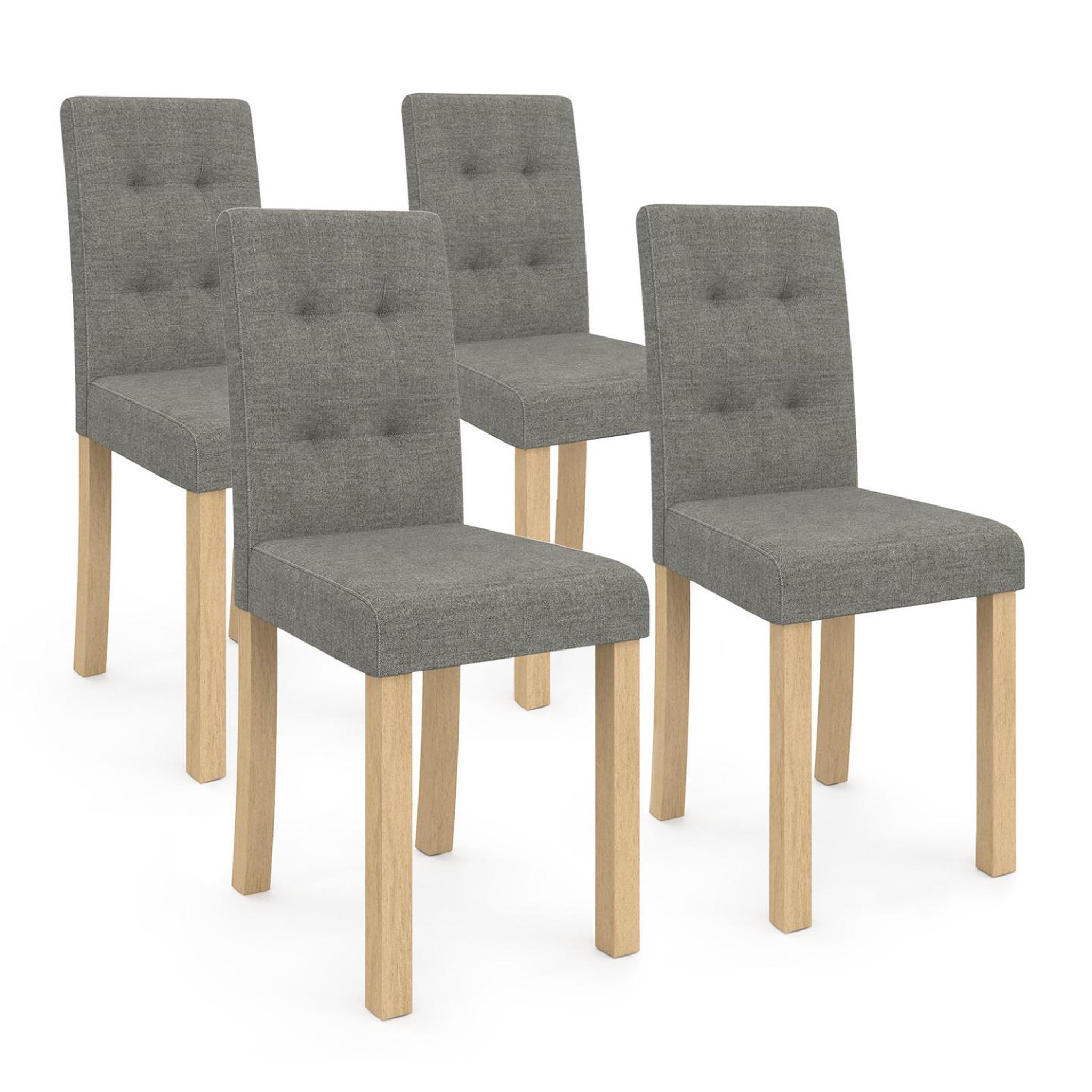 ID MARKET Lot de 4 chaises polga capitonnées grises pour salle à manger