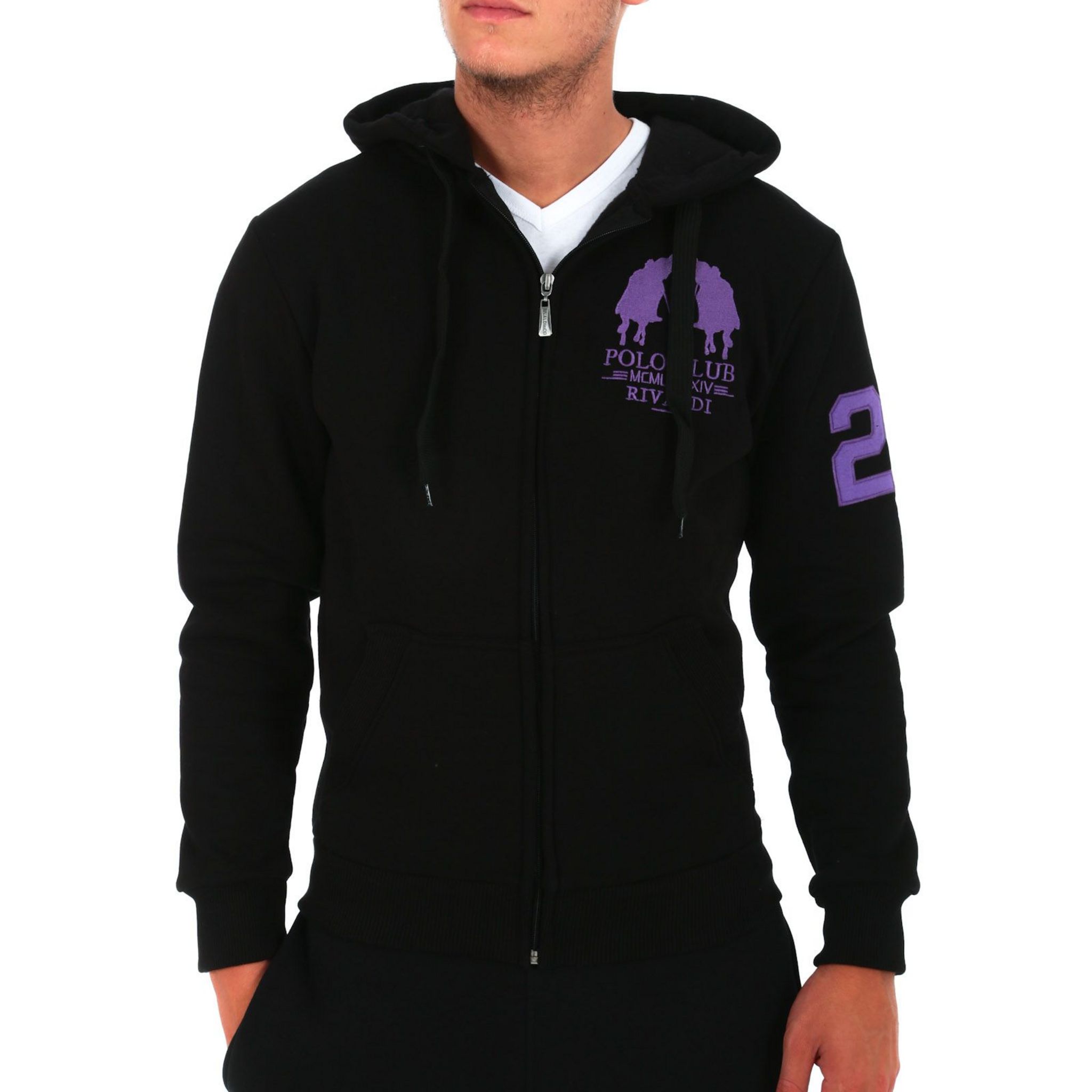 Sweat zippé à capuche RIVALDI noir sérigraphié pas cher - Auchan.fr