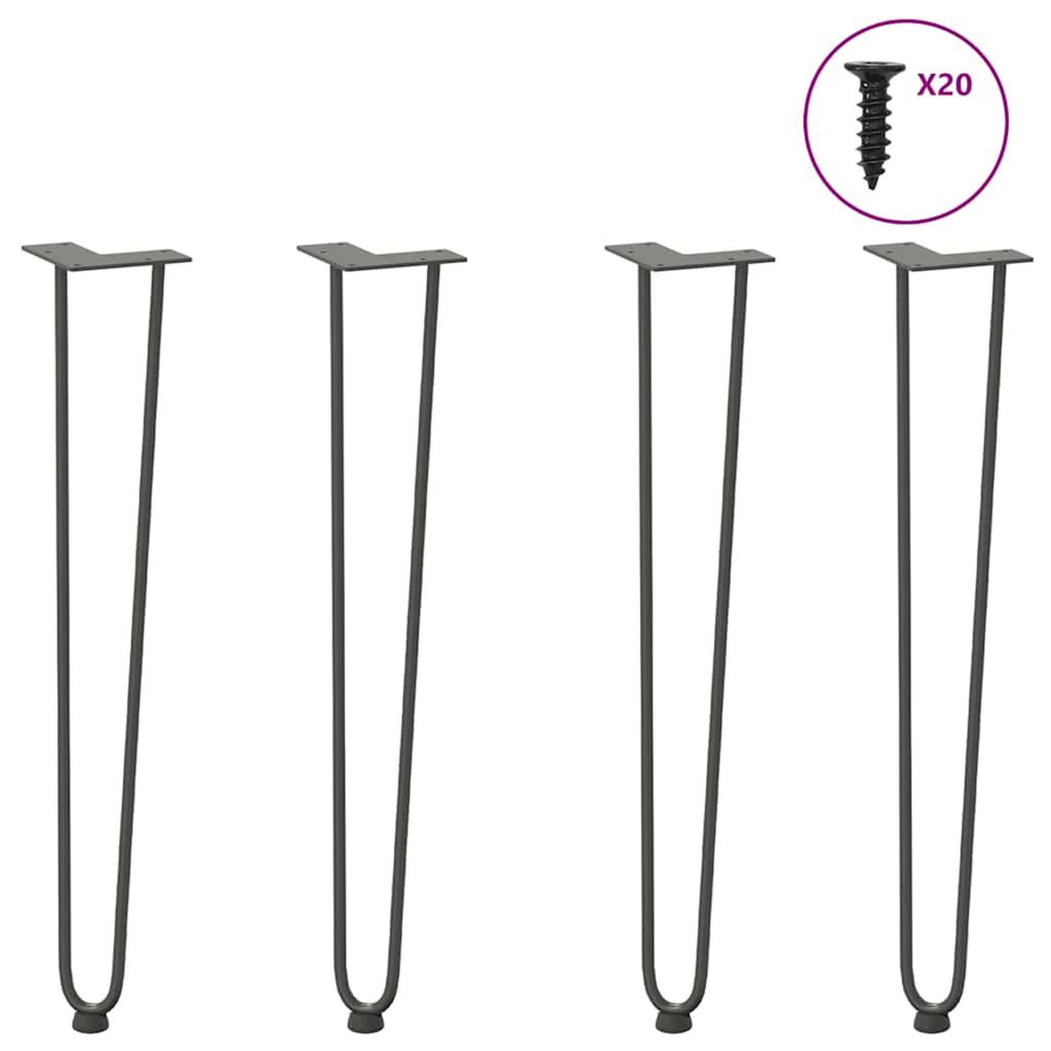 VIDAXL Pieds de table en forme d'epingle a cheveux 4 pcs anthracite