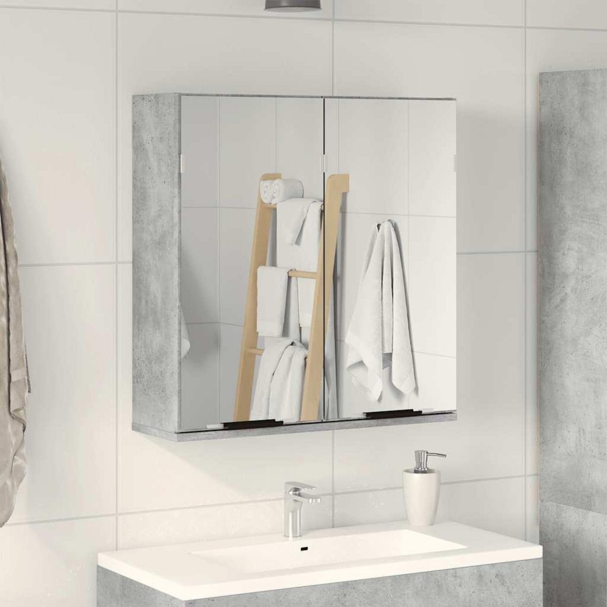 VIDAXL Armoire a miroir de salle de bain gris beton bois d'ingenierie