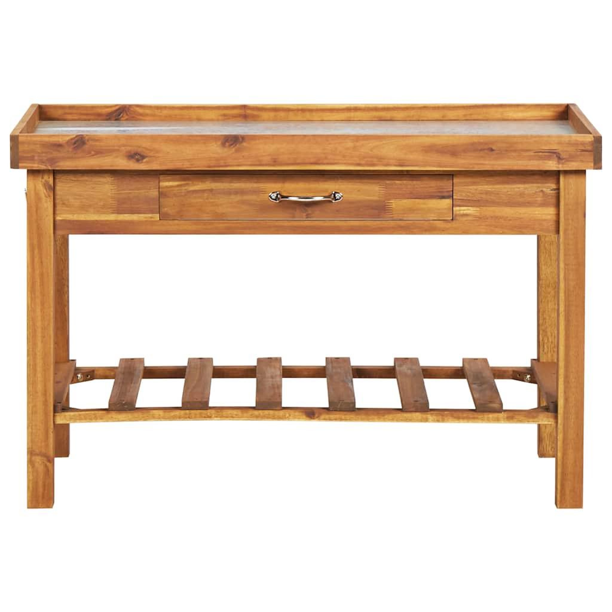 Voir la diapositive 4 : VIDAXL Table de jardin avec dessus en zinc bois solide d'acacia