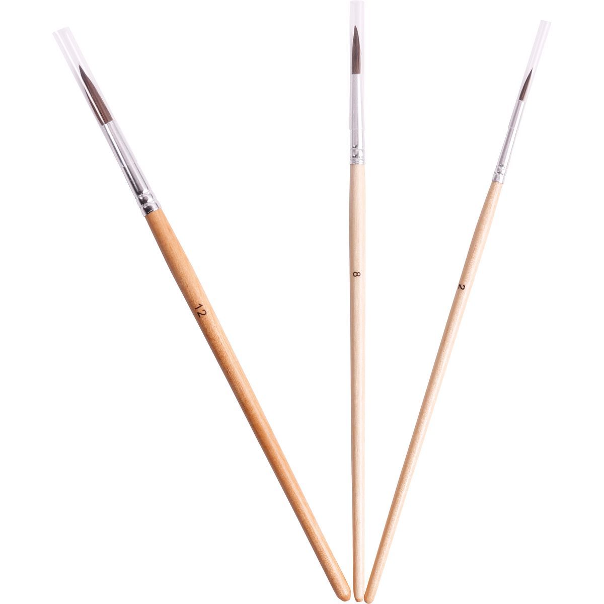 AUCHAN Lot de 3 pinceaux aquarelle N°2/8/12