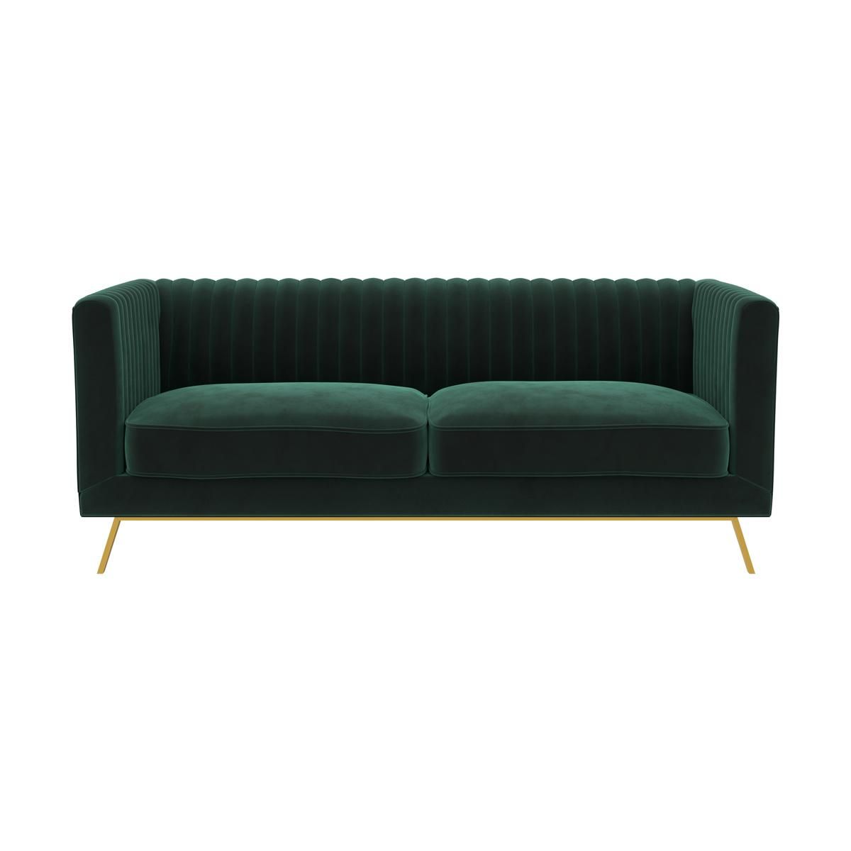 Rendez vous déco Canapé 3 places en velours vert foncé - Gatsby