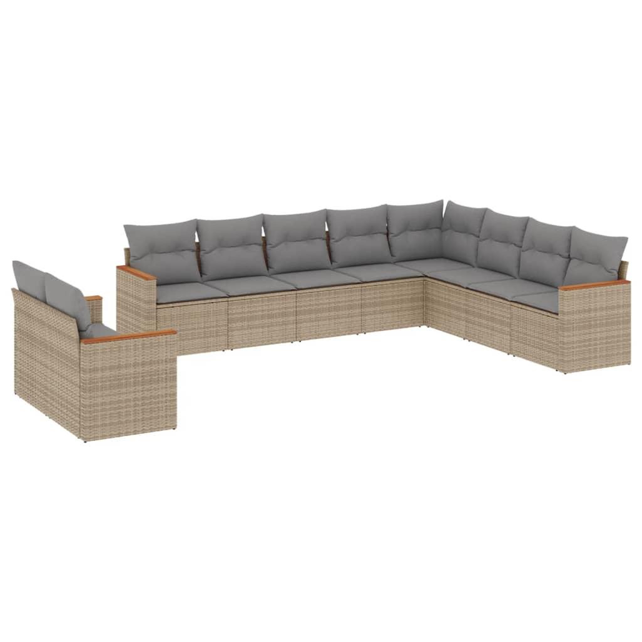 Voir la diapositive 2 : VIDAXL Salon de jardin avec coussins 10 pcs beige resine tressee