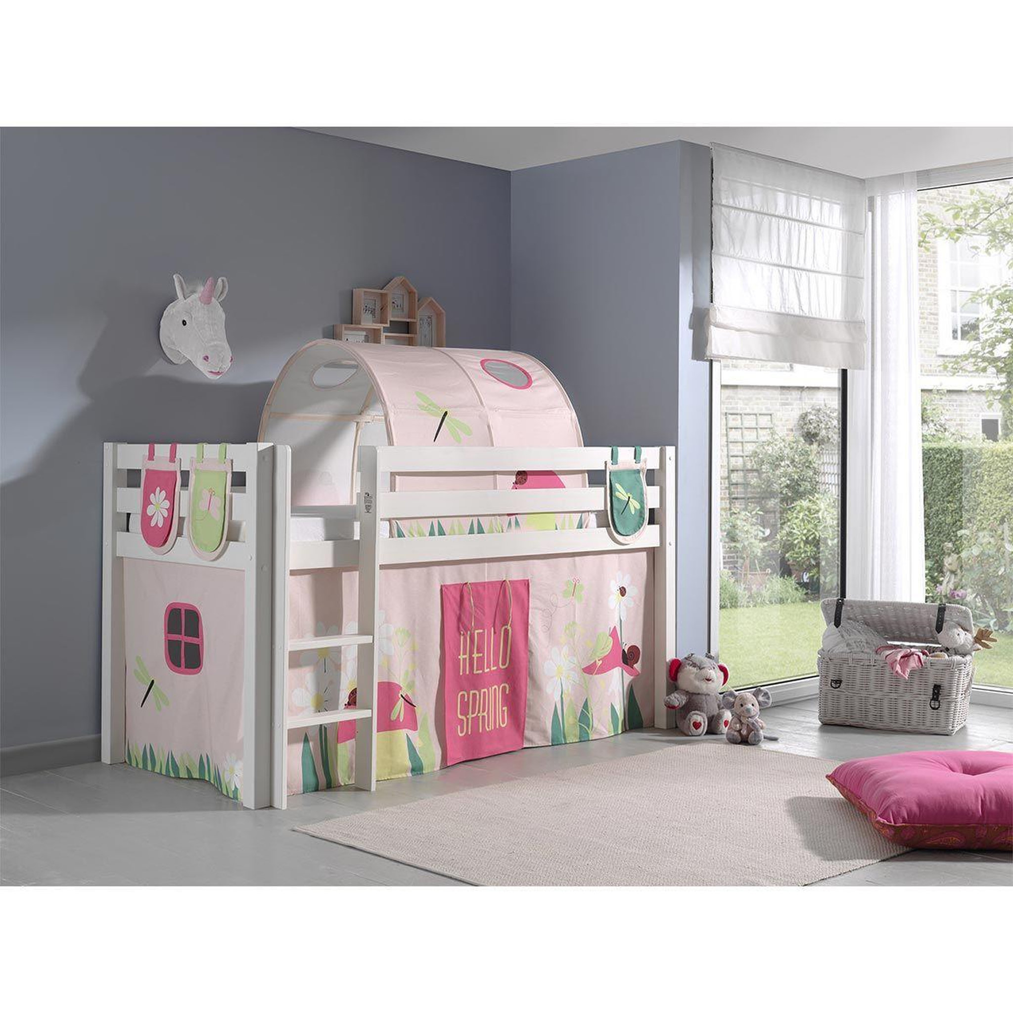 Voir la diapositive 6 : Paris Prix Pack - lit enfant surélevé, tente, 3 pochettes & tunnel  pino spring  blanc