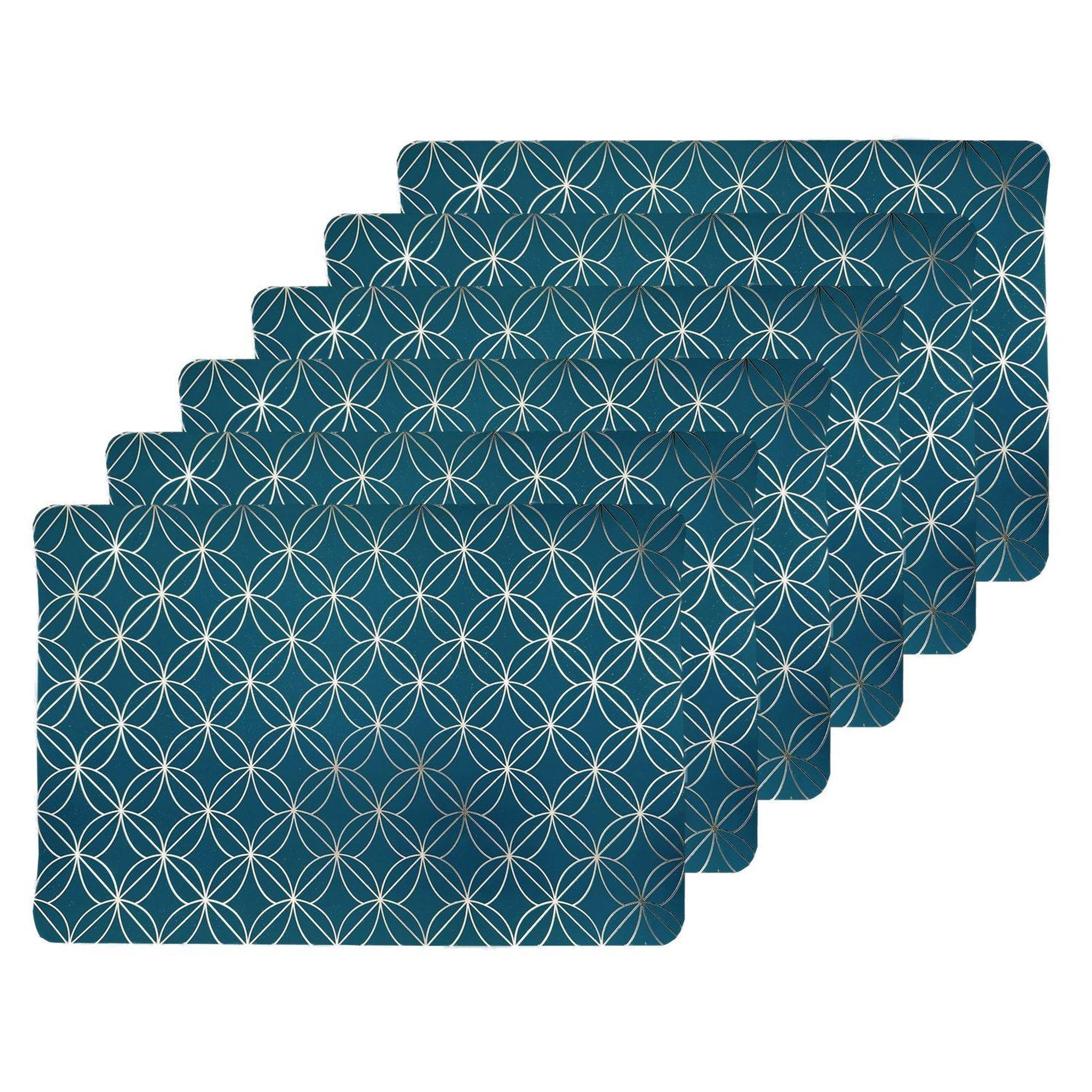 TOILINUX Lot de 6 sets de table motif géométrique avec encre métallique OTTO - 30 x 45 cm - Or et vert