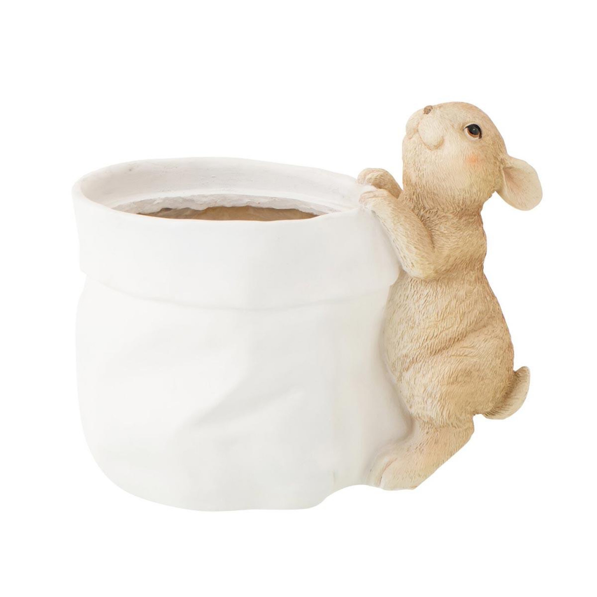 Voir la diapositive 2 : J-LINE Cache-pot lapin en résine  bunny  23cm blanc