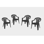 ARETA Lot de 4 fauteuils de jardin - Résine - Gris anthracite - LIDO
