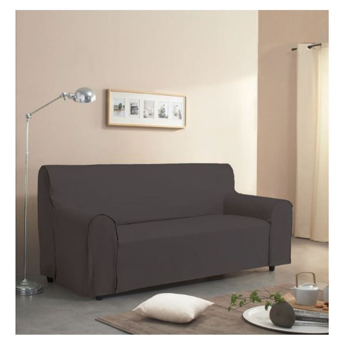 COTE DECO Housse de canapé unie emboitant  en polycoton 