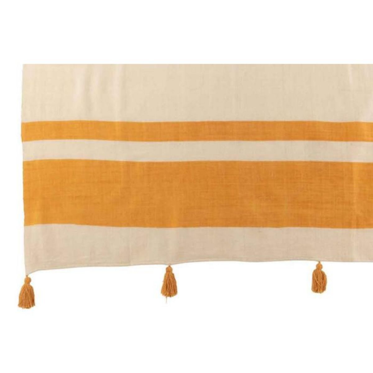 Paris Prix Plaid Déco à Pompons  Rayures  130x170cm Ocre