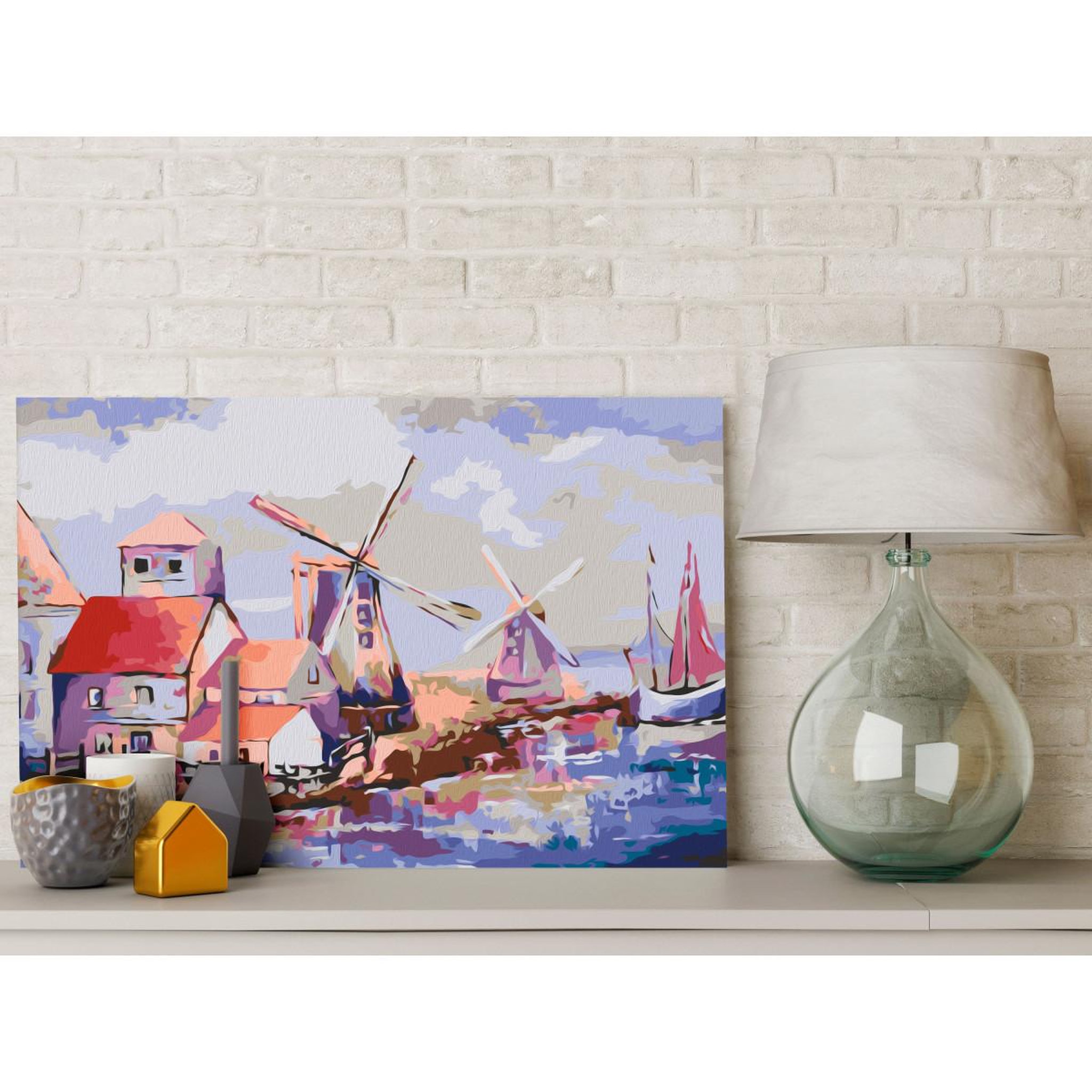 Voir la diapositive 2 : Paris Prix Tableau à Peindre Soi-Même  Moulins à Vent Paysage  40x60cm