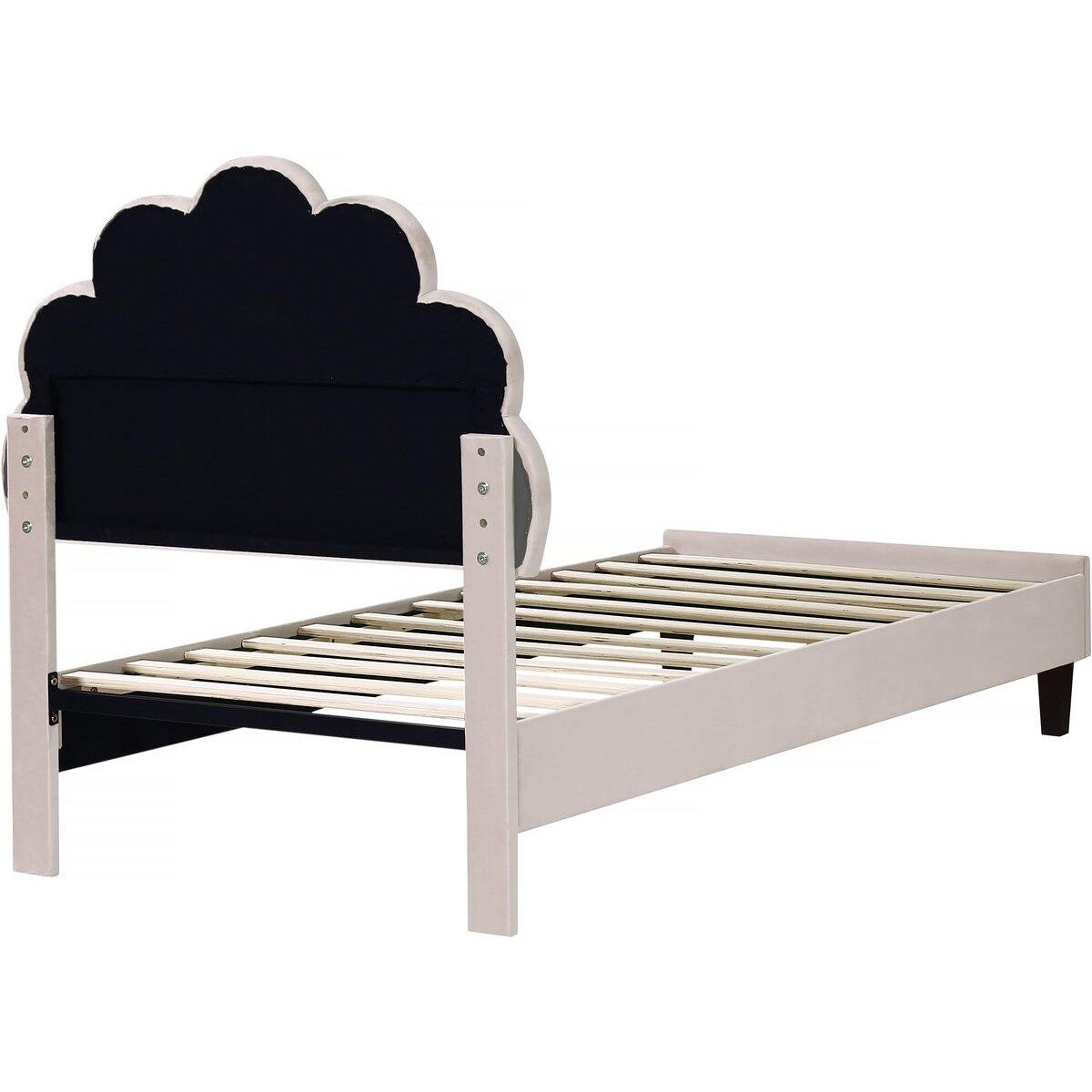 Habitat et Jardin Lit coquillage en velours  Manon  - 90 x 190 cm - Beige