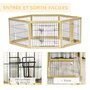 PAWHUT Parc enclos modulable pliable pour animaux 6 panneaux avec porte verrouillable dim. panneau 70L x 62H cm bois composite acier