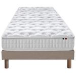 IDLITERIE Ensemble matelas ressorts ASTRE + sommier pour un confort durable. Coloris disponibles : Gris, Beige
