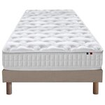 IDLITERIE Ensemble matelas ressorts ASTRE + sommier pour un confort durable. Coloris disponibles : Gris, Beige