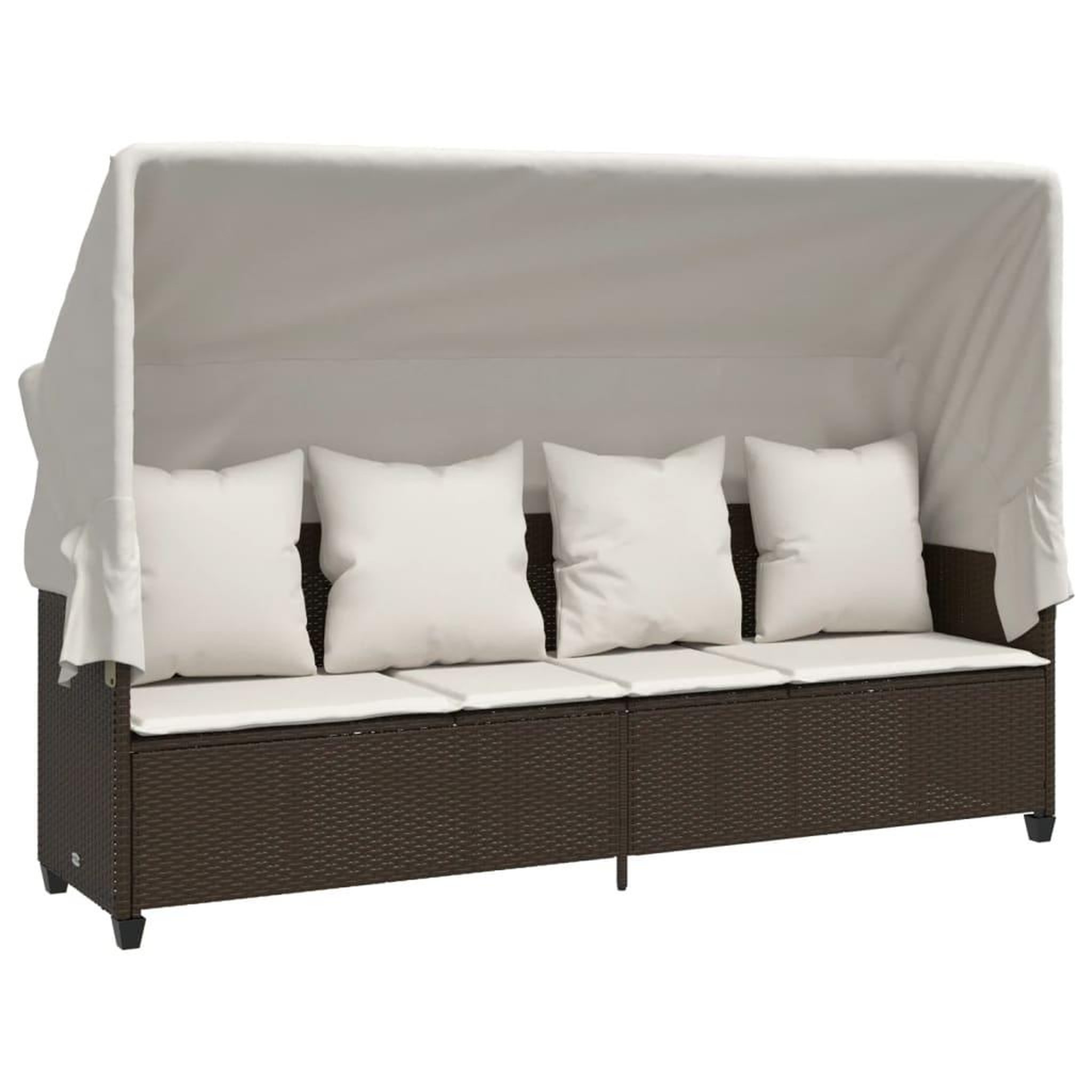 Voir la diapositive 2 : VIDAXL Chaise longue avec auvent et coussins marron resine tressee