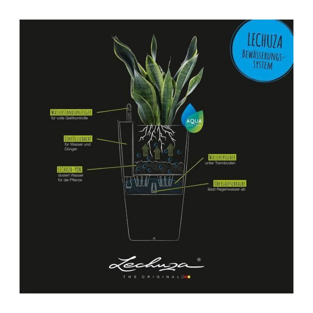 LECHUZA Cubico Color 40 - kit complet, muscade 8 L 75 cm