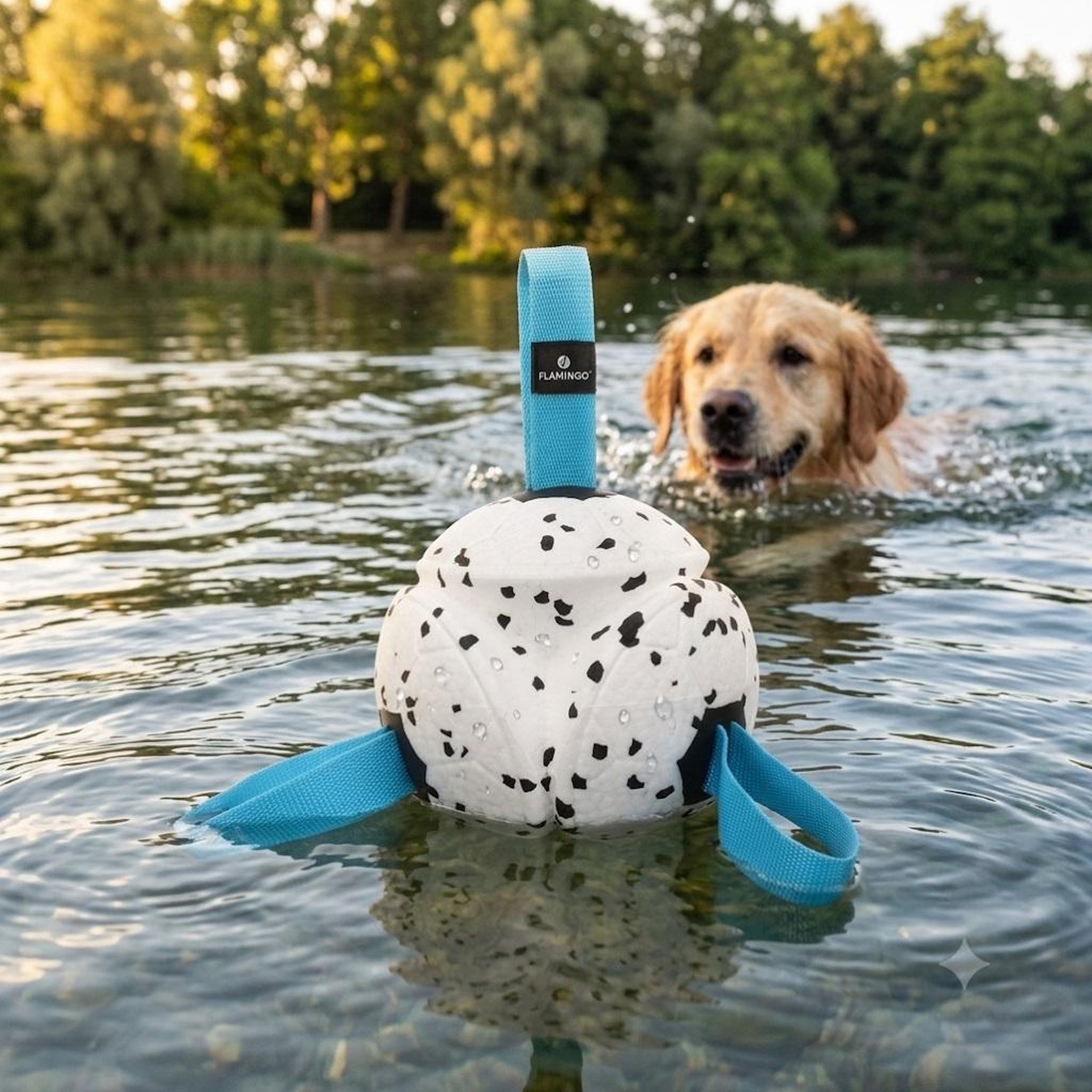 Voir la diapositive 3 : Eden Jeu balle avec rubans flottante et ultra rebondissante pour chien