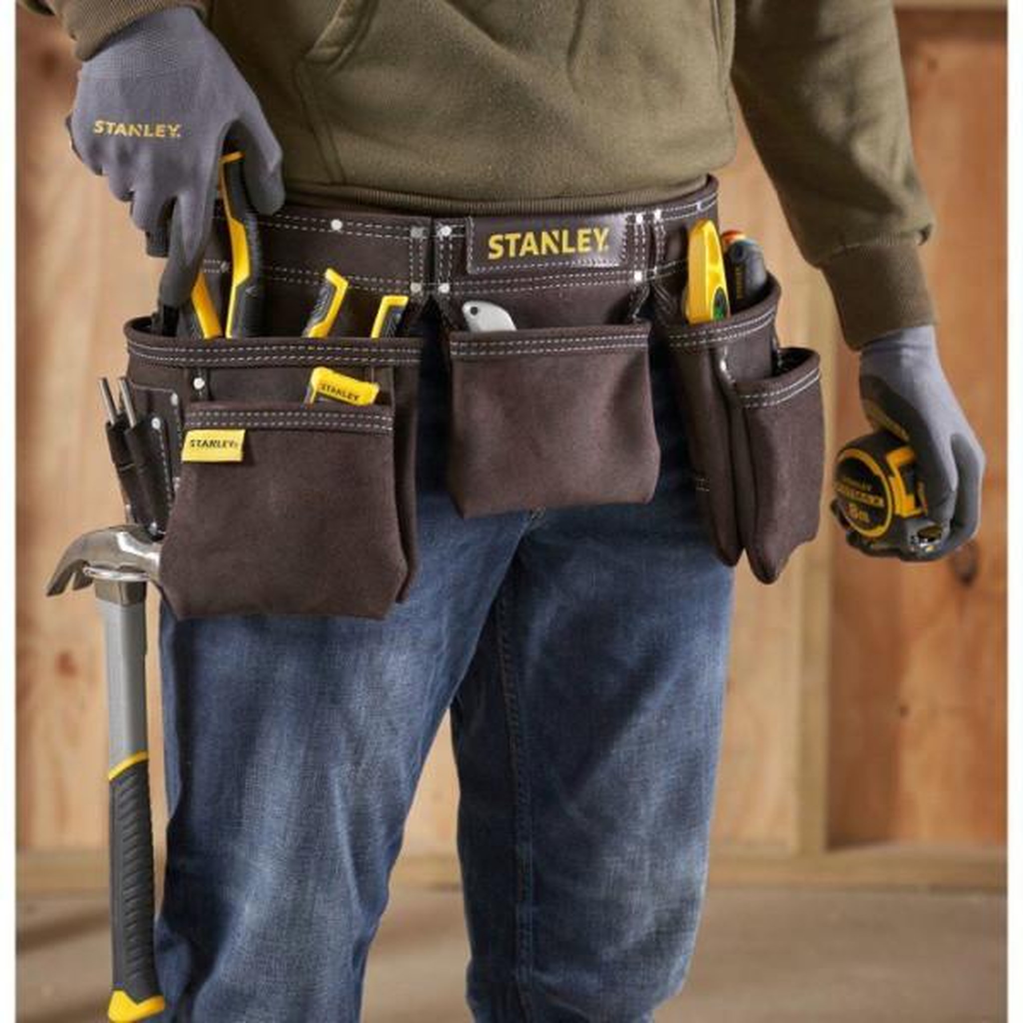 Voir la diapositive 3 : Stanley Ceinture porte-outils cuir - marron