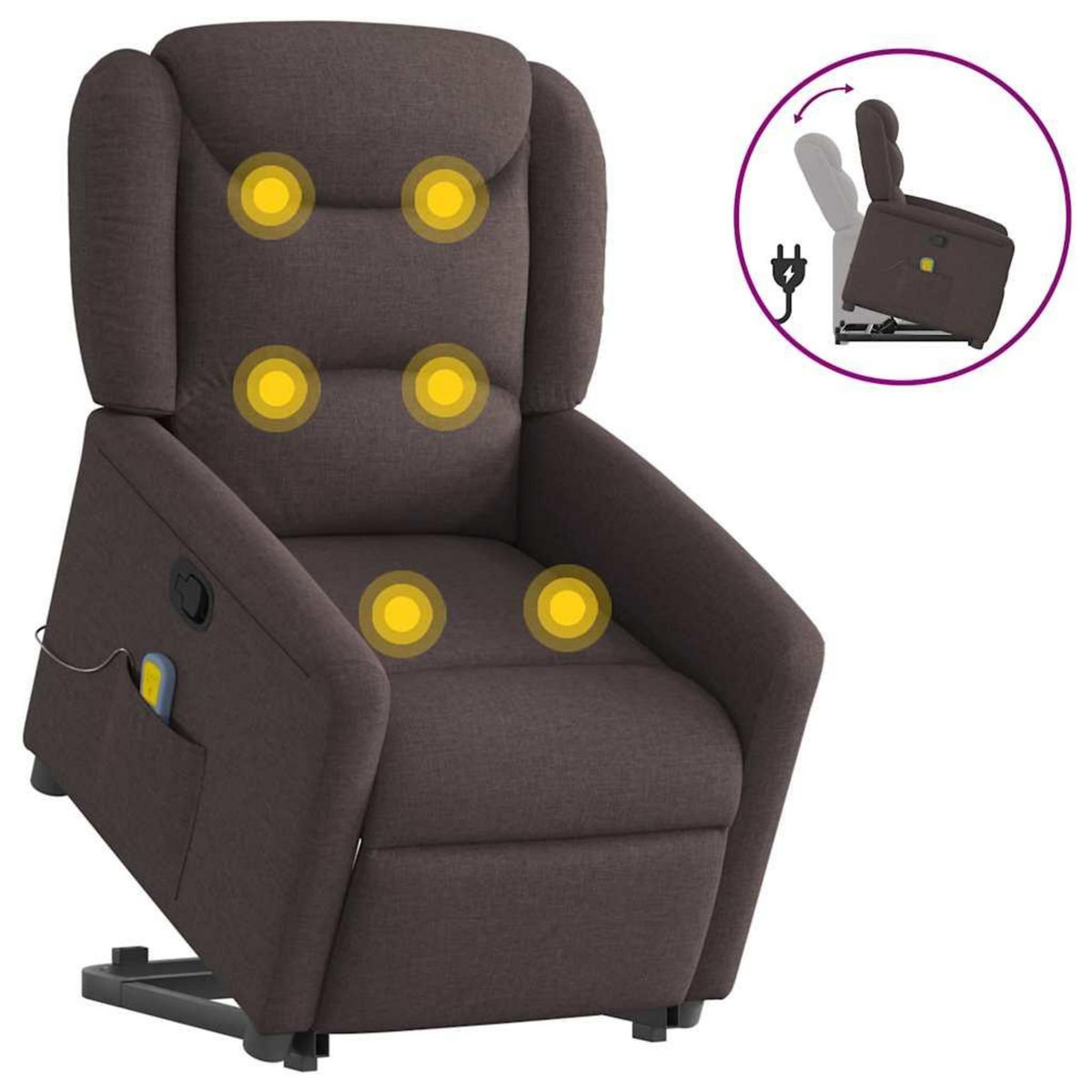 VIDAXL Fauteuil inclinable de massage Marron fonce Tissu