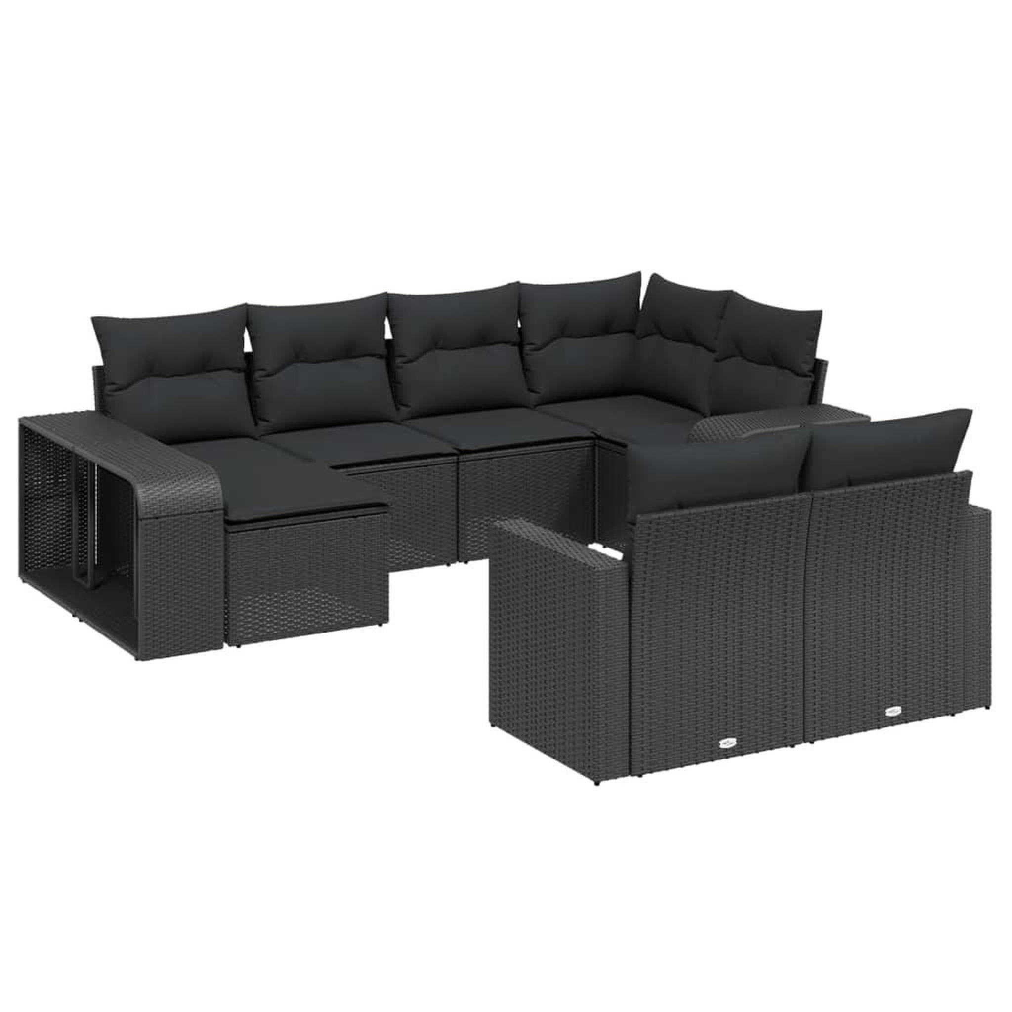 Voir la diapositive 2 : VIDAXL Salon de jardin 10 pcs avec coussins noir resine tressee