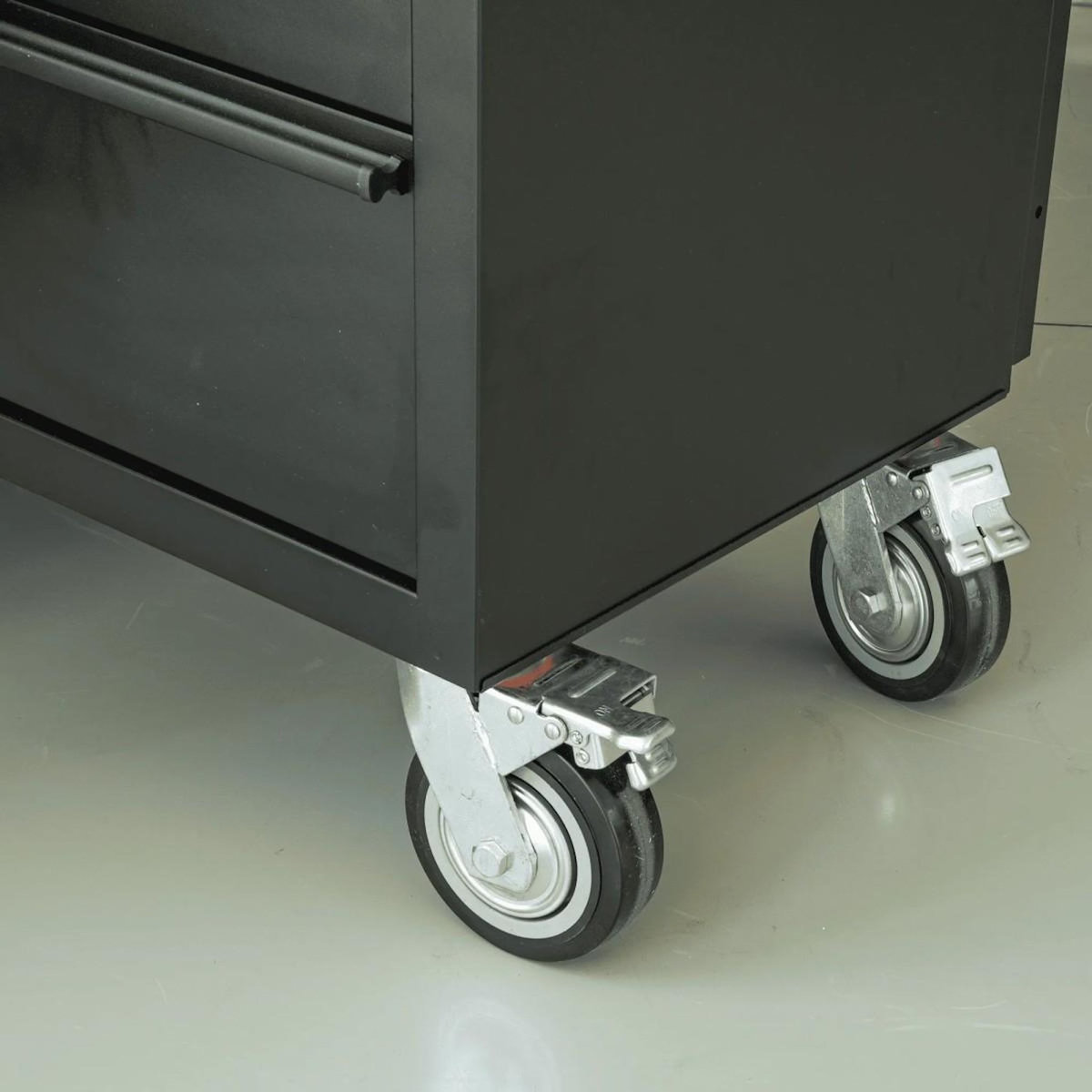 VITO Etabli d'atelier sur roues Armoire 3 Portes 182 x 51 x 186 cm 15 tiroirs à frein - Plan de travail Bois Charge 500kg - VITO