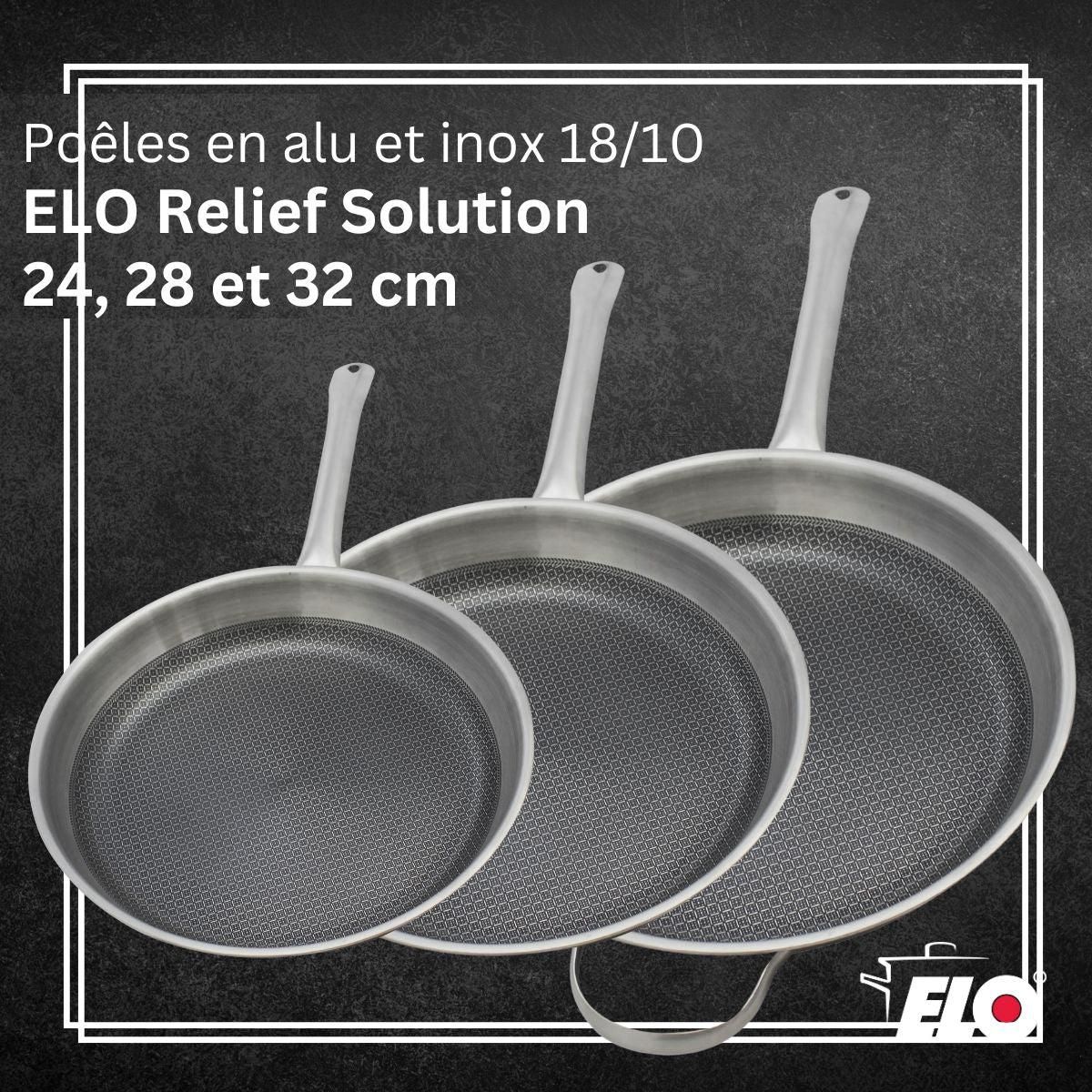 ELO Lot de 3 Poêles Elo Relief Solutions 24, 28 et 32 cm sans PFAS