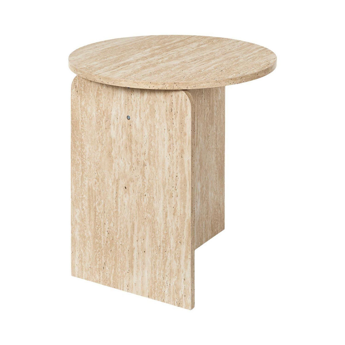 The Home Deco Factory Table d'appoint ronde effet travertin PIETRA - D.45 cm - Beige