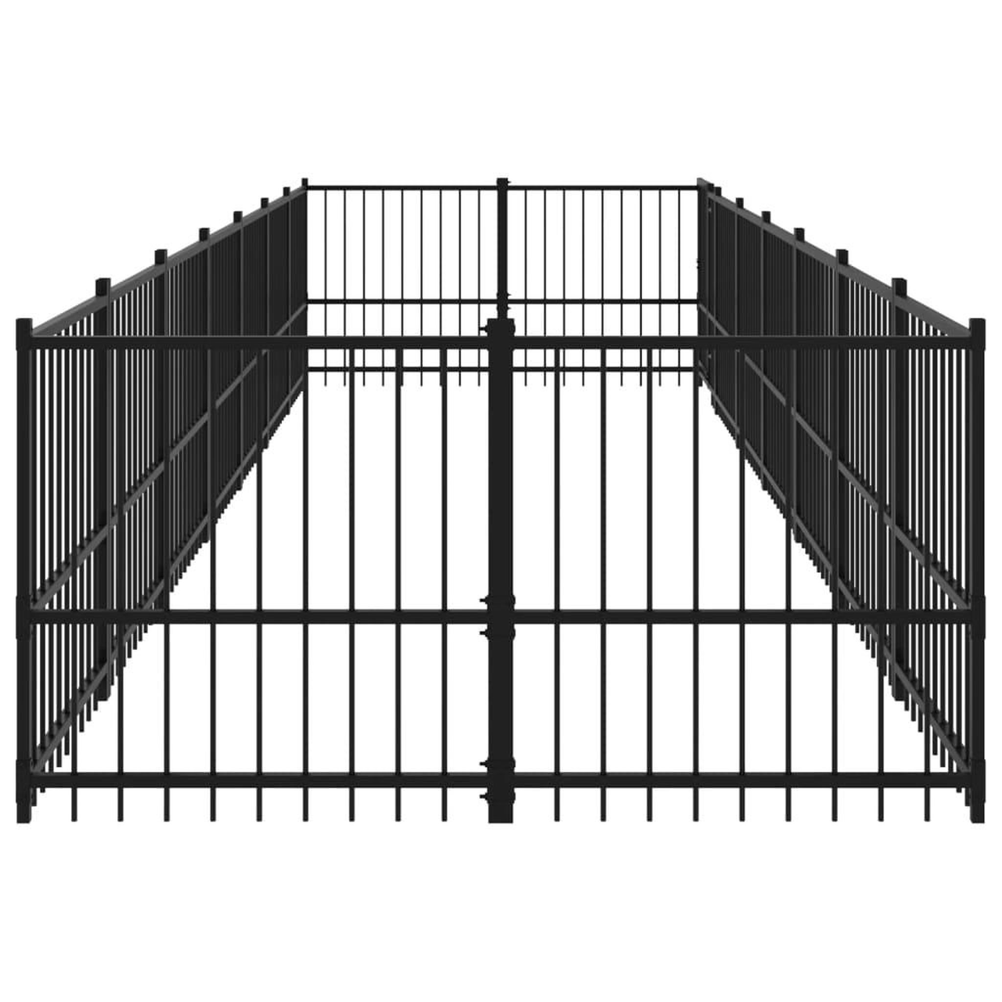 Voir la diapositive 4 : VIDAXL Chenil d'exterieur pour chiens Acier 13,14 m²