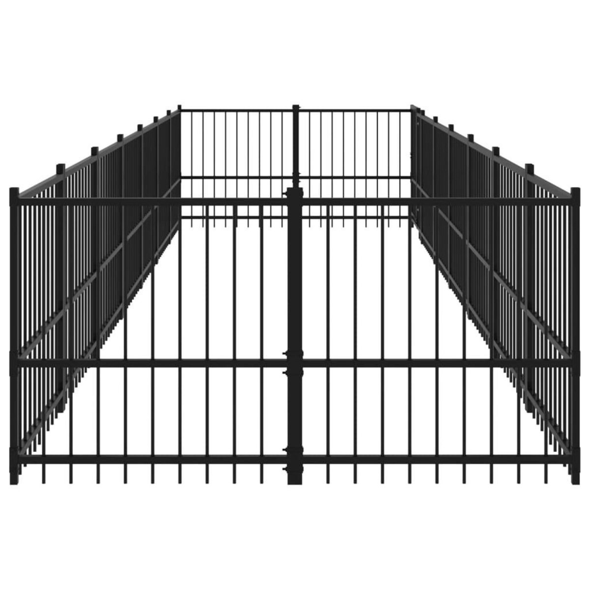 VIDAXL Chenil d'exterieur pour chiens Acier 13,14 m²