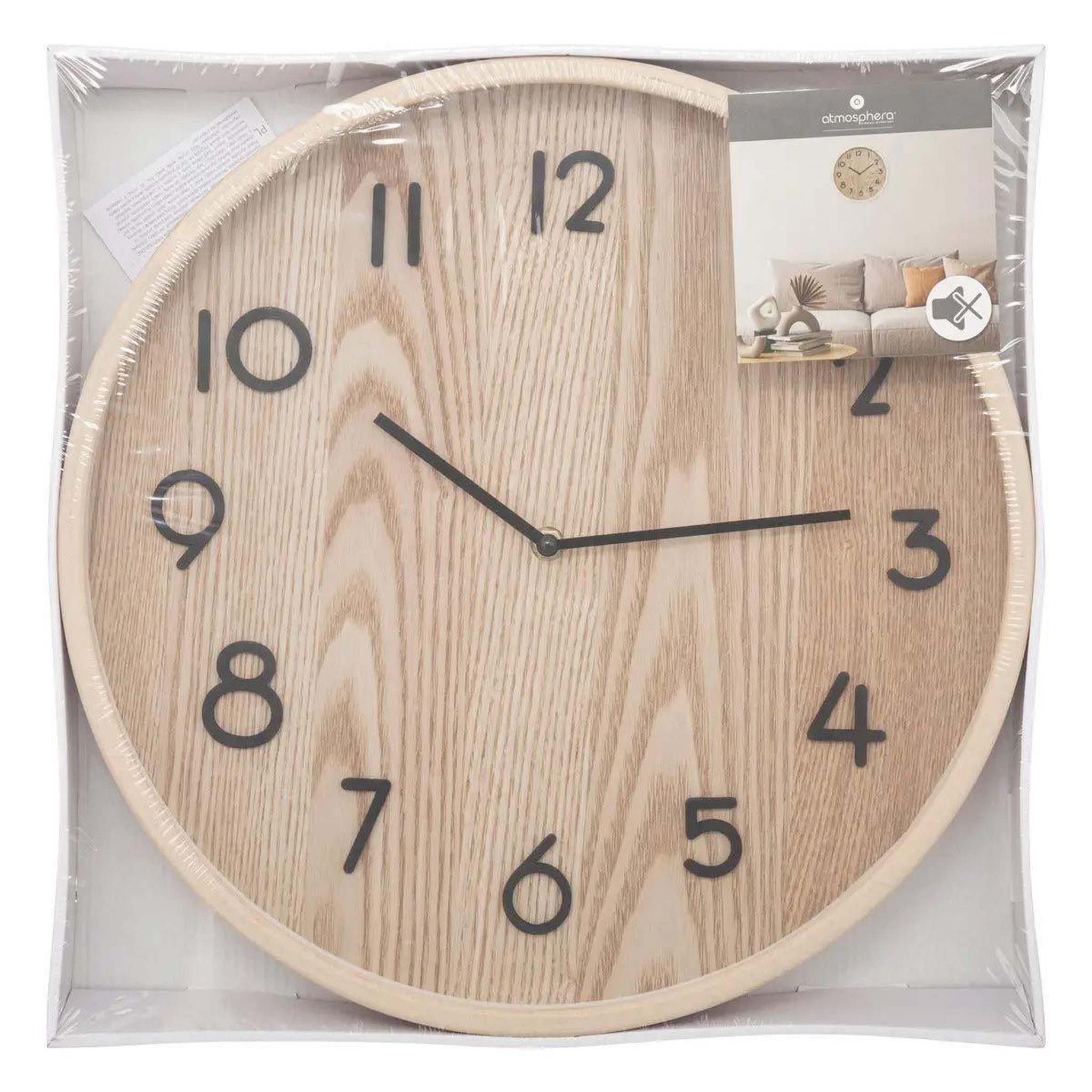 Voir la diapositive 3 : ATMOSPHERA Horloge murale design  ivana  38cm naturel
