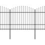 Voir la diapositive 2 : VIDAXL Cloture de jardin a dessus en lance Acier (1,5-1,75)x15,3m Noir