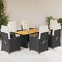 Voir la diapositive 1 : VIDAXL Ensemble a manger de jardin coussins 7pcs Noir Resine tressee