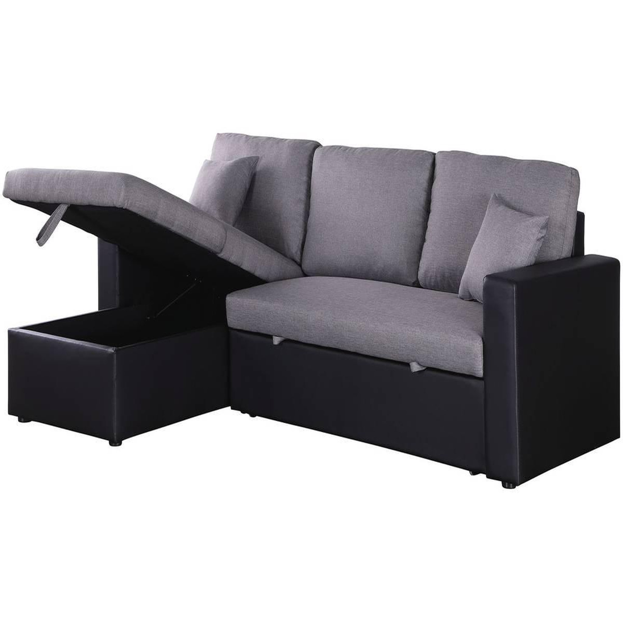 Habitat et Jardin Canapé d'angle convertible/ réversible avec coffre  alain  - 3 places - gris / noir