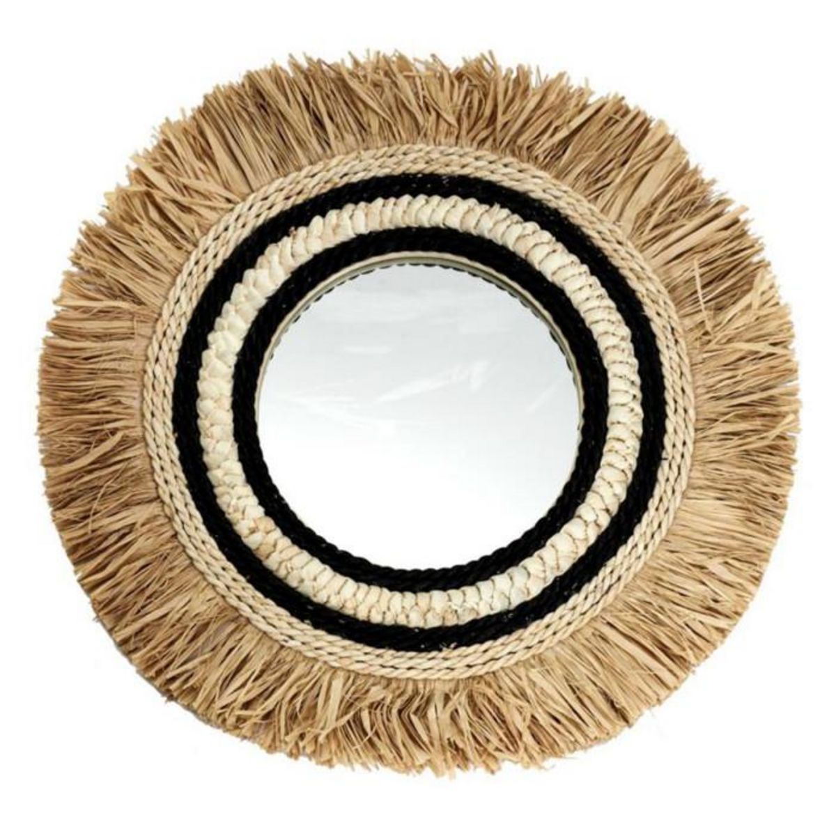 Paris Prix Miroir Mural en Paille  Sauvage  58cm Beige & Noir