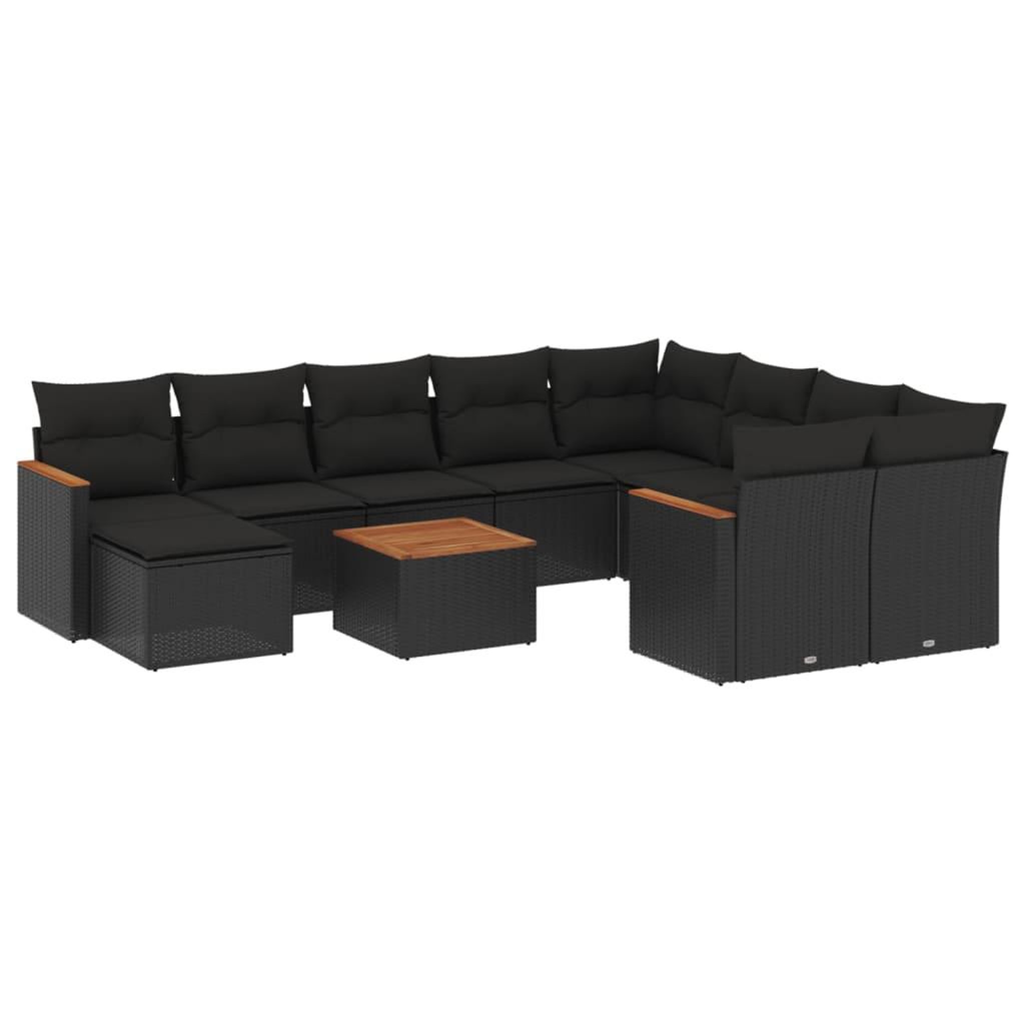 Voir la diapositive 2 : VIDAXL Salon de jardin 11 pcs avec coussins noir resine tressee