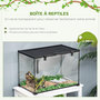 Voir la diapositive 4 : PAWHUT Terrarium en verre - vivarium reptiles & batraciens - habitat tortue - couvercle grillagé coulissant verrouillable - distributeur eau, thermomètre - métal noir verre