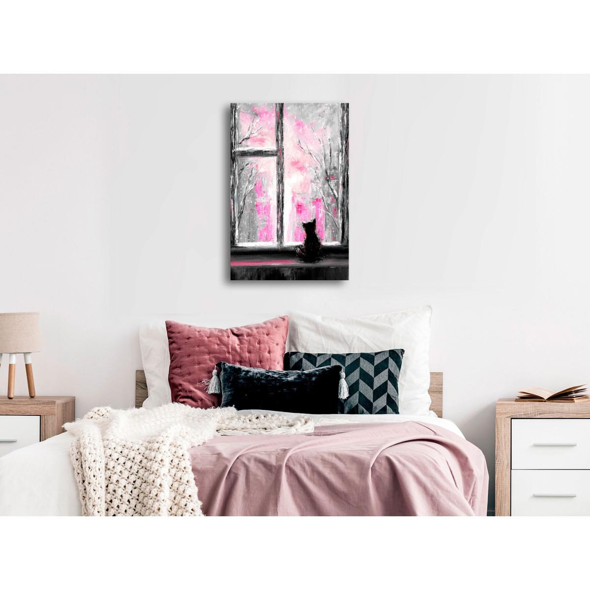 Voir la diapositive 2 : Paris Prix Tableau Imprimé  Longing Kitty Pink