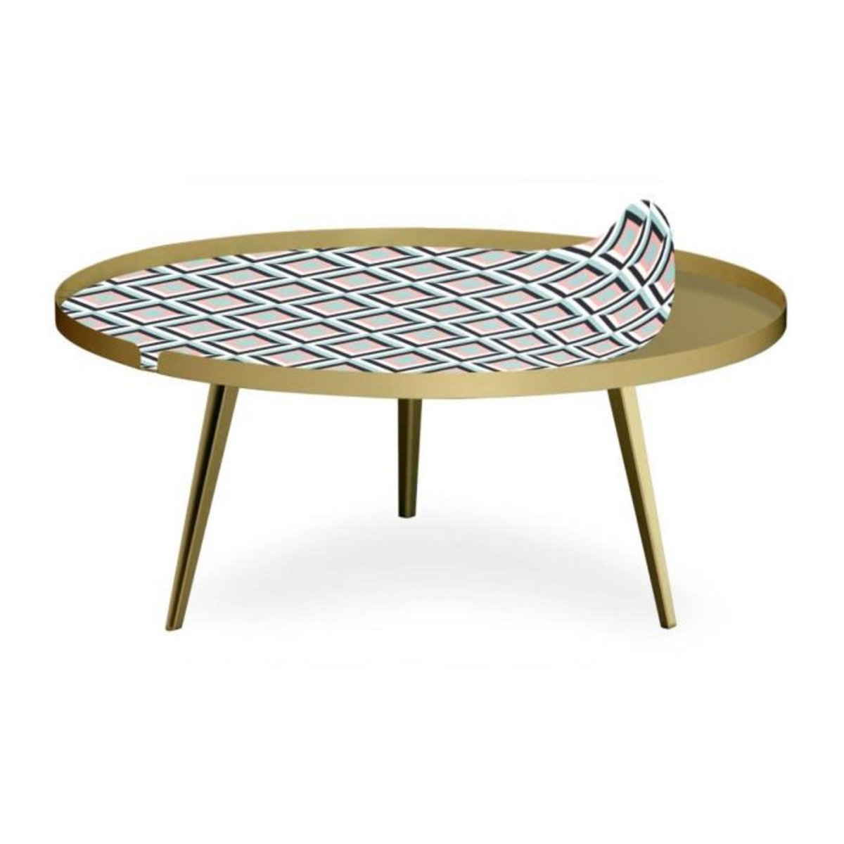 Paris Prix Table Basse à Rebord 1 Cover  Losanges  90cm Or