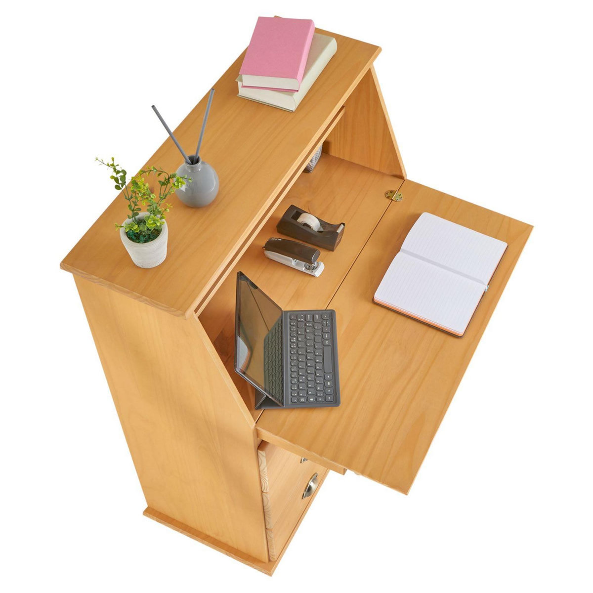 IDIMEX Bureau secrétaire GOMES avec 3 tiroirs en pin massif