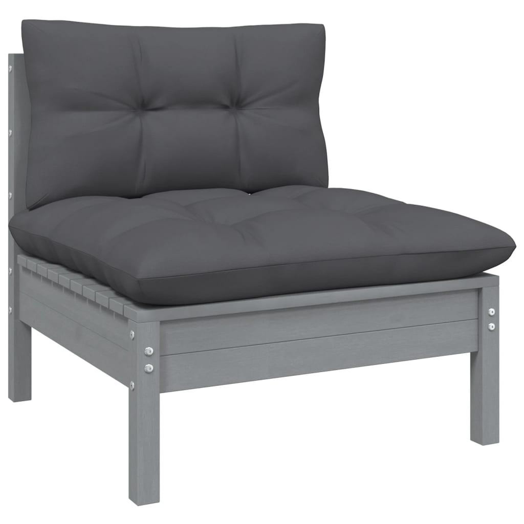 Voir la diapositive 5 : VIDAXL Salon de jardin 12 pcs avec coussins Gris Bois de pin massif