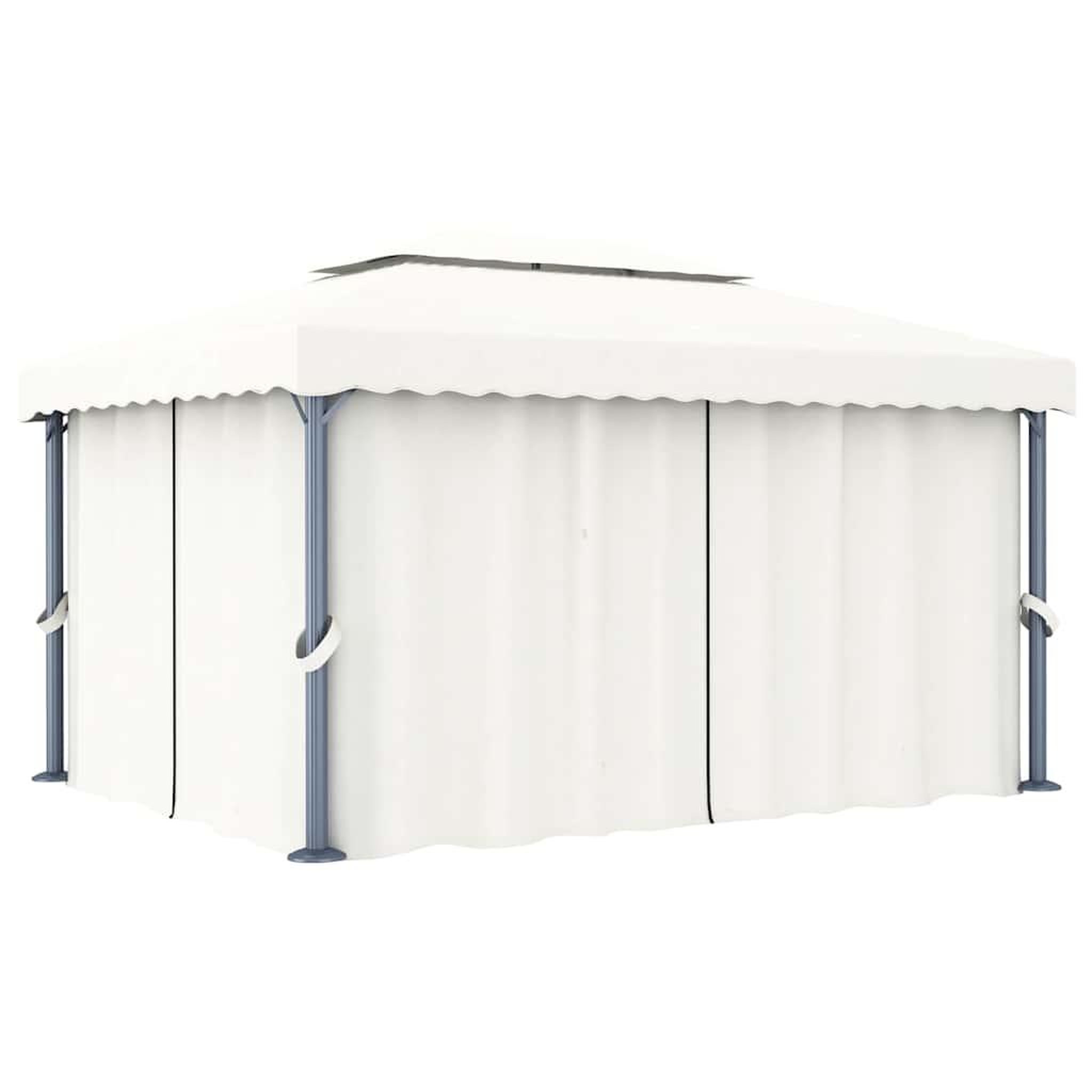 Voir la diapositive 3 : VIDAXL Tonnelle et rideau et guirlande lumineuse LED 4x3 m Blanc creme
