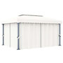 Voir la diapositive 3 : VIDAXL Tonnelle et rideau et guirlande lumineuse LED 4x3 m Blanc creme