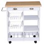 Voir la diapositive 4 : HOMCOM Chariot de service desserte de cuisine à roulettes multi-rangements 74L x 37l x 76H cm plateau bois massif pin châssis MDF